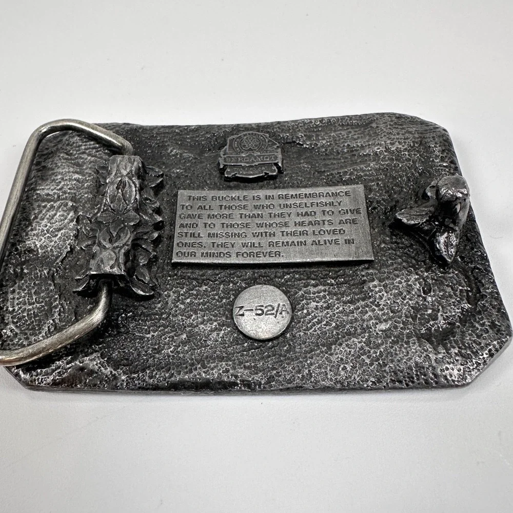 VTG Belt Buckle POW MIA Z-52/A Bergamot USA‎ Pewter 1970s You Are Not Forgotten